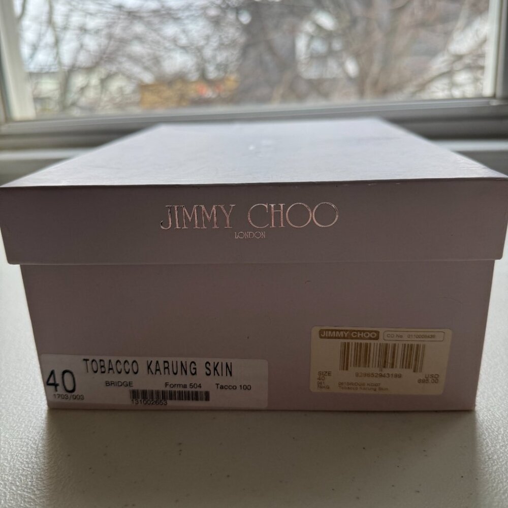 🤎✨ Jimmy Choo Tobacco Karung Skin Lace-Up Heels Size 40 (US 9–9.5) 🤎✨ - Picture 3 of 16